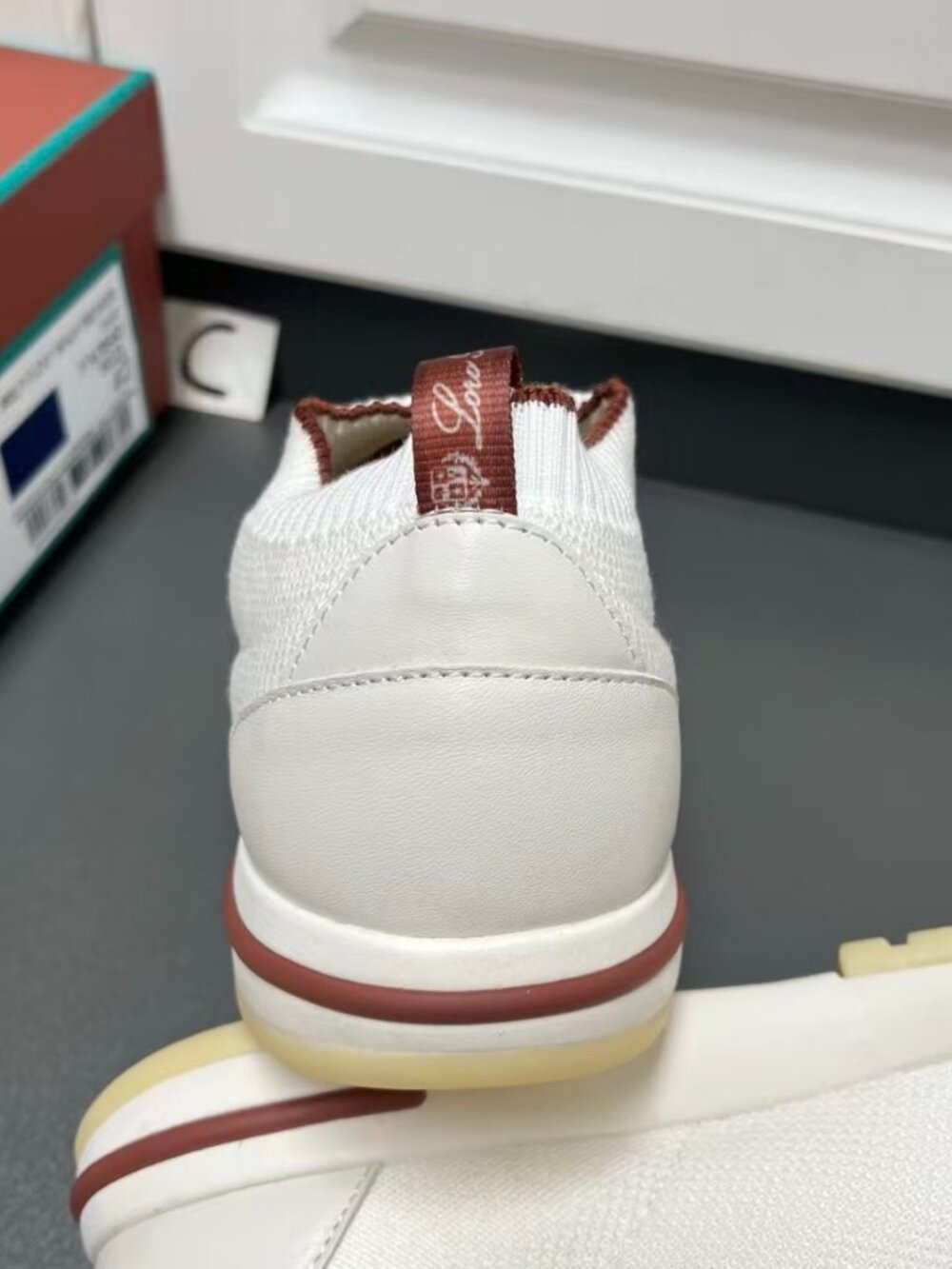 Loro Piana 360 Flexy Walk Knit Sneakers White Chestnut - Picture 7 of 8